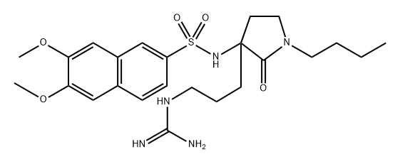 2-Naphthalenesulfonamide, N-[3-[3-[(aminoiminomethyl)amino]propyl]-1-butyl-2-oxo-3-pyrrolidinyl]-6,7-dimethoxy- 구조식 이미지