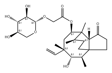 Acetic acid, (β-D-xylopyranosyloxy)-, (3aS,4R,5S,6S,8R,9R,9aR,10R)-6-ethenyldecahydro-5-hydroxy-4,6,9,10-tetramethyl-1-oxo-3a,9-propano-3aH-cyclopentacycloocten-8-yl ester (9CI) Structure