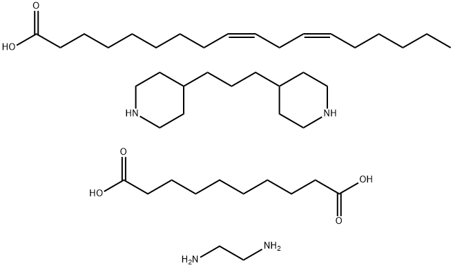 Decanedioic acid, polymer with 1,2-ethanediamine, (Z,Z)-9,12-octadecadienoic acid dimer and 4,4'-(1,3-propanediyl)bis[piperidine] Structure