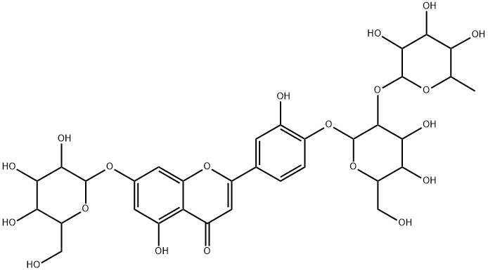 Genistein 7-O-β-D-glucopyranoside-4'-O-[α-L-rhamnopyranosyl-(1→2)-β-D-glucopyranoside] 구조식 이미지