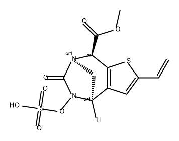 rel-8-Methyl (4R,7R,8S)-2-ethenyl-4,5,6,8- tetrahydro-6-oxo-5-(sulfooxy)-4,7-methano7H-thieno[2,3-e][1,3]diazepine-8-carboxylate Structure