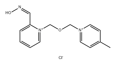 Pyridinium, 2-[(hydroxyimino)methyl]-1-[[(4-methylpyridinio)methoxy]methyl]-, chloride (1:2) Structure