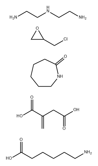 Butanedioic acid, methylene-, polymer with N-(2-aminoethyl)-1,2-ethanediamine, 6-aminohexanoic acid, (chloromethyl)oxirane and hexahydro-2H-azepin-2-one Structure