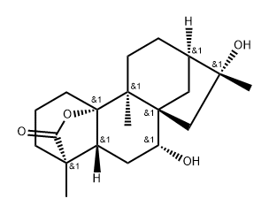 (4R,9α)-7α,10,16-Trihydroxy-9-methyl-20-norkauran-18-oic acid γ-lactone 구조식 이미지