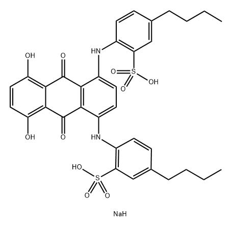 2,2'-[[(9,10-Dihydro-5,8-dihydroxy-9,10-dioxoanthracene)-1,4-diyl]diimino]bis(5-butylbenzenesulfonic acid sodium) salt Structure