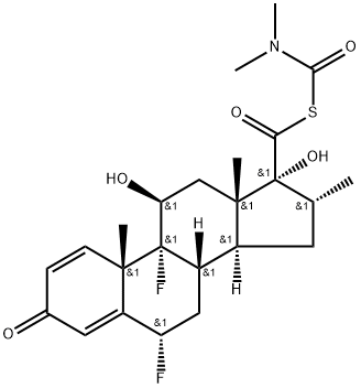 (6S,8S,9R,10S,11S,13S,14S,16R,17R)-6,9-difluoro-11,17-dihydroxy-10,13,16-trimethyl-3-oxo-6,7,8,9,10,11,12,13,14,15,16,17-dodecahydro-3H-cyclopenta[a]phenanthrene-17-carboxylic dimethylcarbamic thioanhydride 구조식 이미지