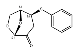 .beta.-D-erythro-Hexopyranos-2-ulose, 1,6-anhydro-3-deoxy-4-S-phenyl-4-thio- 구조식 이미지