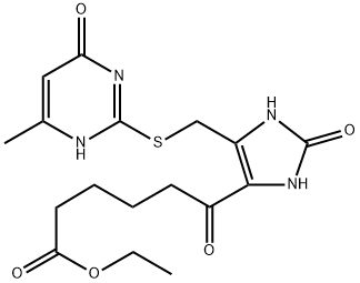 Ethyl 5-[[(1,6-dihydro-4-methyl-6-oxo-2-pyrimidinyl)thio]methyl]-2,3-dihydro-ε,2-dioxo-1H-imidazole-4-hexanoate Structure