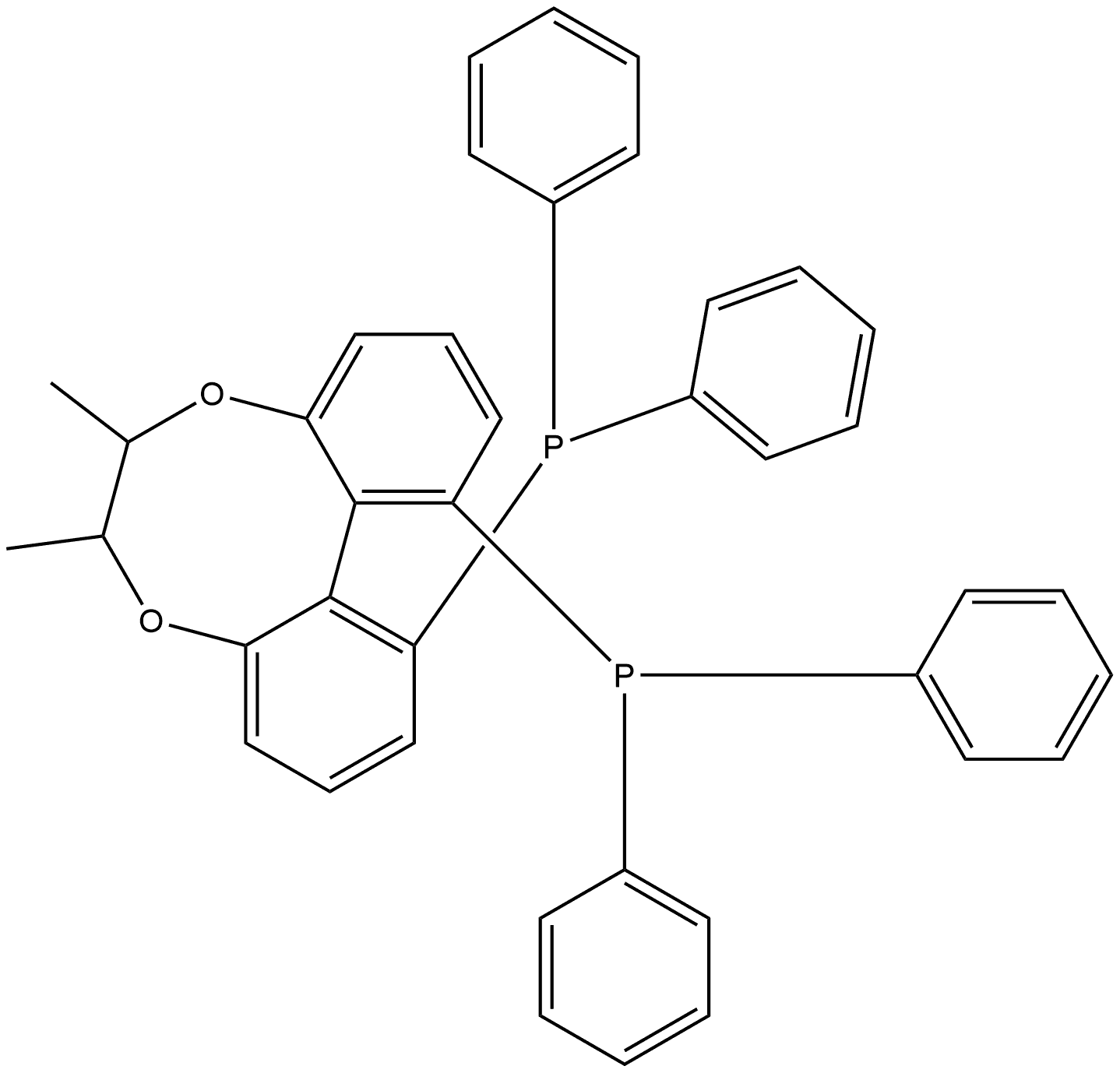 ((6S,7S,12aR)-6,7-Dimethyl-6,7-dihydrodibenzo[e,g][1,4]dioxocine-1,12-Diyl)bis(diphenylphosphine) 구조식 이미지