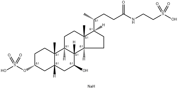 Ethanesulfonic acid, 2-[[(3α,5β,7β)-7-hydroxy-24-oxo-3-(sulfooxy)cholan-24-yl]amino]-, disodium salt (9CI) Structure