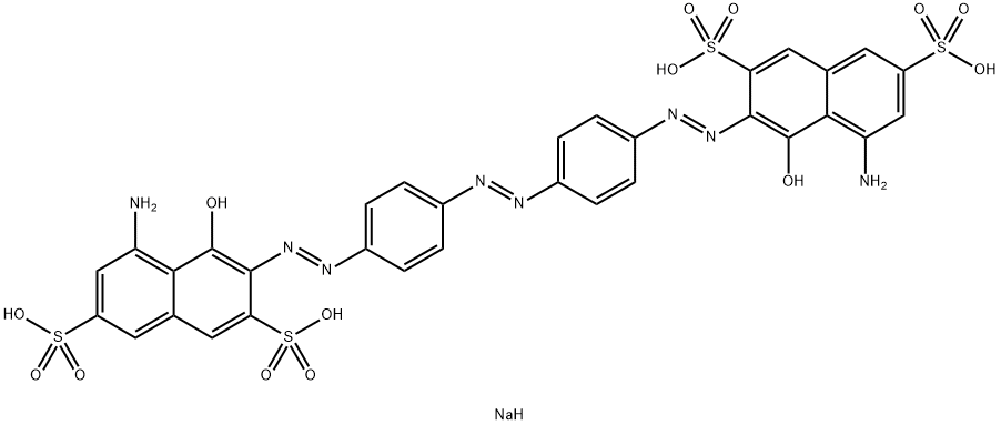 2,7-Naphthalenedisulfonic acid, 3,3'-[azobis(4,1-phenyleneazo) ]bis[5-amino-4-hydroxy-, tetrasodium salt Structure