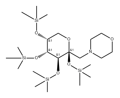 beta-d-Fructopyranose, 1-deoxy-1-(4-morpholinyl)-2,3,4,5-tetrakis-O-(t rimethylsilyl)- Structure