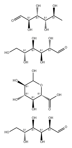 D-글루코피라누론산,6-데옥시-L-만노오스중합체,D-글루코오스및D-만노오스,칼슘칼륨나트륨염 구조식 이미지