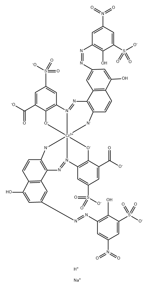 hexasodium hydrogen bis[3-[[2-amino-5-hydroxy-7-[(2-hydroxy-5-nitro-3-sulphophenyl)azo]-1-naphthyl]azo]-5-sulphosalicylato(5-)]chromate(7-) Structure