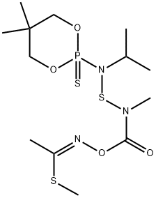 (1-methylsulfanylethylideneamino) N-[(5,5-dimethyl-2-sulfanylidene-1,3 -dioxa-2$l^{5}-phosphacyclohex-2-yl)-propan-2-yl-amino]sulfanyl-N-meth yl-carbamate 구조식 이미지