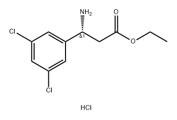 Benzenepropanoic acid, β-amino-3,5-dichloro-, ethyl ester, hydrochloride (1:1), (βR)- Structure