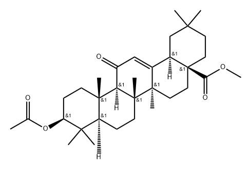 Olean-12-en-28-oic acid, 3-(acetyloxy)-11-oxo-, methyl ester, (3β,18α)- Structure