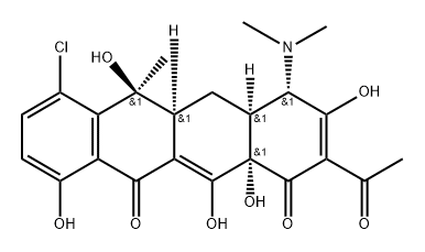 1,11(4H,5H)-Naphthacenedione, 2-acetyl-7-chloro-4-(dimethylamino)-4a,5a,6,12a-tetrahydro-3,6,10,12,12a-pentahydroxy-6-methyl-, [4S-(4α,4aα,5aα,6β,12aα)]- (9CI) Structure