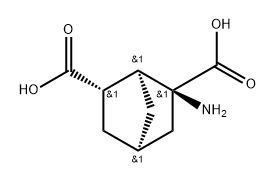 Bicyclo[2.2.1]heptane-2,6-dicarboxylic acid, 2-amino-, (1R,2R,4S,6R)-rel-(-)- 구조식 이미지