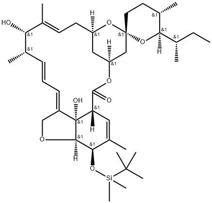 Milbemycin b, 5-O-demethyl-28-deoxy-5-O-[(1,1-dimethylethyl)dimethylsi lyl]-6,28-epoxy-13-hydroxy-25-(1-methylpropyl)-, [6R,13S,25R(S)]- 구조식 이미지