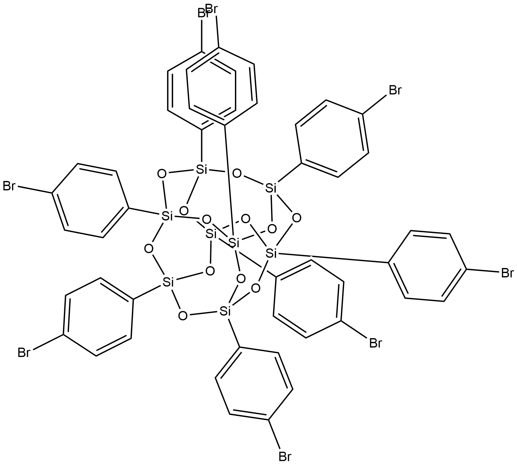 Pentacyclo[9.5.1.13,9.15,15.17,13]octasiloxane, 1,3,5,7,9,11,13,15-octakis(4-bromophenyl)- Structure