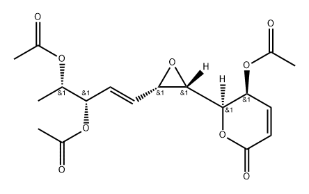 (5S)-5α-Acetyloxy-6α-[(2S,3S)-3-[(1E,3S,4S)-3,4-bis(acetyloxy)-1-pentenyl]oxiran-2-yl]-5,6-dihydro-2H-pyran-2-one 구조식 이미지