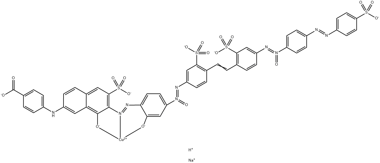 Cuprate(5-), [4-[[8-hydroxy-7-[[2-hydroxy-4-[[3-sulfo-4-[2-[2-sulfo-4-[[4-[(4-sulfophenyl)azo]phenyl]-ONN-azoxy]phenyl]ethenyl]phenyl]-NNO-azoxy]phenyl]azo]-6-sulfo-2-naphthalenyl]amino]benzoato(7-)]-, tetrasodium hydrogen Structure