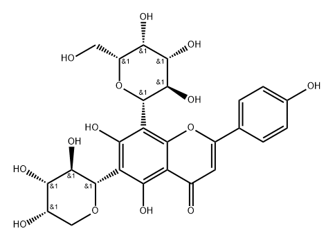 4H-1-Benzopyran-4-one, 6-α-L-arabinopyranosyl-8-β-D-galactopyranosyl-5,7-dihydroxy-2-(4-hydroxyphenyl)- Structure