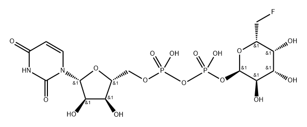 Uridine 5'-(trihydrogen diphosphate), P'-(6-deoxy-6-fluoro-α-D-galactopyranosyl) ester Structure