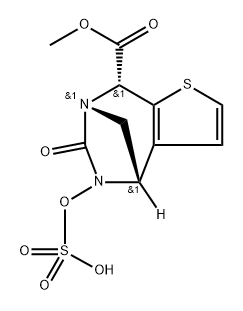 rel-8-Methyl (4R,7R,8S)-4,5,6,8-tetrahydro-6- oxo-5-(sulfooxy)-4,7-methano-7H-thieno[2,3- e][1,3]diazepine-8-carboxylate Structure