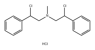 Benzeneethanamine, β-chloro-N-(2-chloro-2-phenylethyl)-N-methyl-, hydrochloride (1:1) Structure