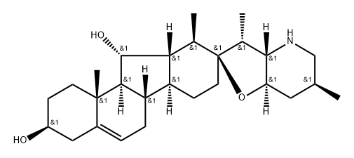 (13R)-17,23β-Epoxy-12β,13α-dihydroveratraman-3β,11α-diol 구조식 이미지