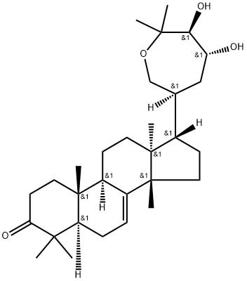 (13α,14β,17α,20S,23R,24S)-21,25-Epoxy-23,24-dihydroxylanost-7-en-3-one Structure