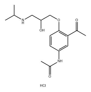 (±)-N-[3-acetyl-4-[2-hydroxy-3-[(1-methylethyl)amino]propoxy]phenyl]acetamide monohydrochloride Structure