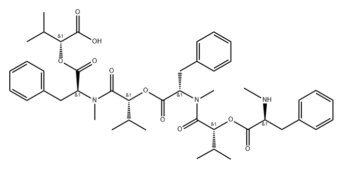 L-Phenylalanine, N-methyl-L-phenylalanyl-3-methyl-D-2-hydroxybutanoyl-N-methyl-L-phenylalanyl-3-methyl-D-2-hydroxybutanoyl-N-methyl-, 1-carboxy-2-methylpropyl ester, (R)- (9CI) Structure