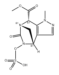 rel-8-Methyl (4R,7R,8R)-4,5,6,8-tetrahydro-1- methyl-6-oxo-5-(sulfooxy)-1H-4,7-methanop yrazolo[3,4-e][1,3]diazepine-8-carboxylate Structure