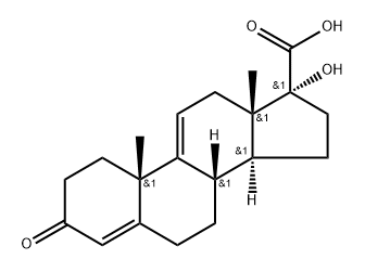 Androsta-4,9(11)-diene-17-carboxylic acid, 17-hydroxy-3-oxo-, (17α)- Structure