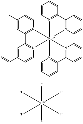 Ruthenium(2+), bis(2,2'-bipyridine-κN1,κN1')(4-ethenyl-4'-methyl-2,2'-bipyridine-κN1,κN1')-, (OC-6-33)-, hexafluorophosphate(1-) (1:2) Structure