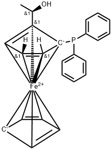 (1R)-1-(diphenylphosphino)-2-[(1R)-1-hydroxyethyl]-Ferrocene 구조식 이미지
