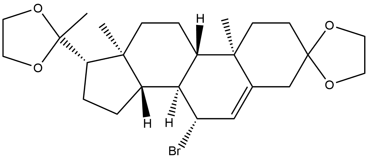 Pregn-5-ene-3,20-dione, 7-bromo-, cyclic bis(1,2-ethanediyl acetal), (7β)- (9CI) 구조식 이미지
