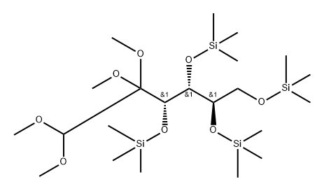 Arabino-Hexos-2-ulose, 3,4,5,6-tetrakis-O-(trimethylsilyl)-, bis(dimet hyl acetal) Structure