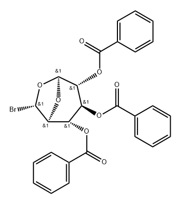 .beta.-D-Glucopyranose, 1,6-anhydro-6-C-bromo-, tribenzoate, (6S)- Structure