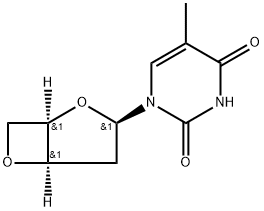 1-(3,5-ANHYDRO-2-DEOXY-BETA-D-THREO-PENTOFURANOSYL)-5-METHYLPYRIMIDINE-2,4(1H,3H)-DIONE 구조식 이미지