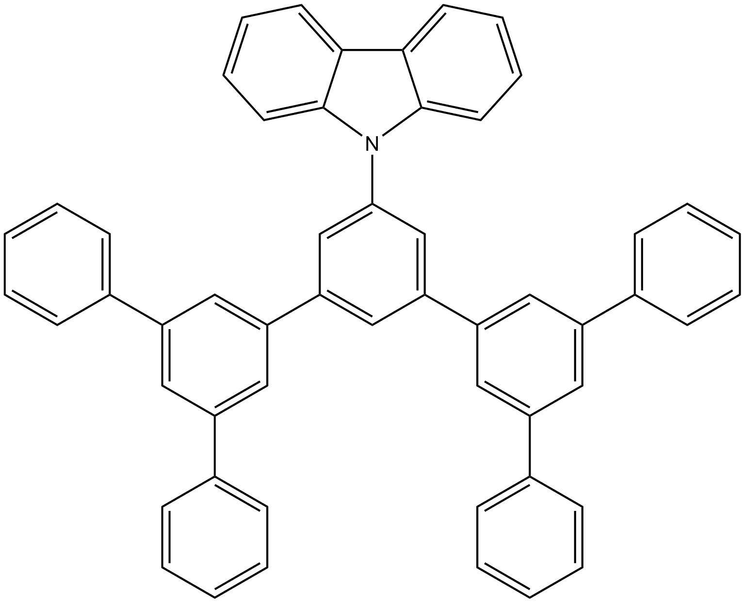 9H-Carbazole, 9-(5',5'''-diphenyl[1,1':3',1'':3'',1''':3''',1''''-quinquephenyl]-5''-diyl)- (9CI) Structure