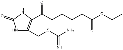 Ethyl 5-[[(aminoiminomethyl)thio]methyl]-2,3-dihydro-ε,2-dioxo-1H-imidazole-4-hexanoate Structure