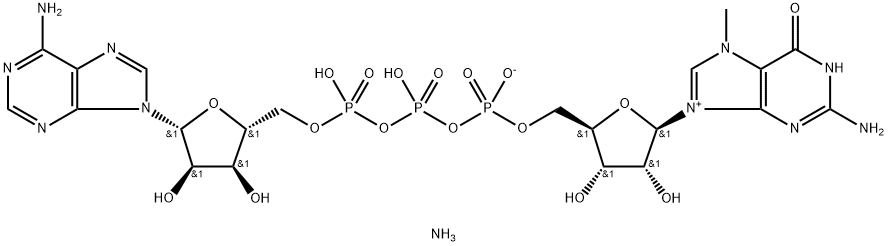 Guanosine 5'-(tetrahydrogen triphosphate), 7-methyl-, inner salt, P''→5'-ester with adenosine, diammonium salt (9CI) 구조식 이미지