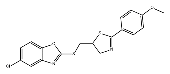 5-chloro-2-({[2-(4-methoxyphenyl)-4,5-dihydro-1,3-
thiazol-5-yl]methyl}sulfanyl)-1,3-benzoxazole Structure