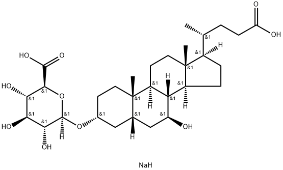 β-D-Glucopyranosiduronic acid, (3α,5β,7β)-23-carboxy-7-hydroxy-24-norcholan-3-yl, disodium salt (9CI) Structure