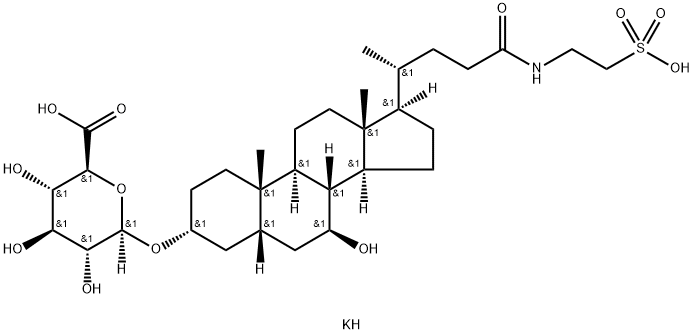 β-D-Glucopyranosiduronic acid, (3α,5β,7β)-7-hydroxy-24-oxo-24-[(2-sulfoethyl)amino]cholan-3-yl, dipotassium salt (9CI) Structure