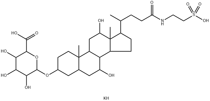 β-D-Glucopyranosiduronic acid, (3α,5β,7α,12α)-7,12-dihydroxy-24-oxo-24-[(2-sulfoethyl)amino]cholan-3-yl, dipotassium salt (9CI) 구조식 이미지